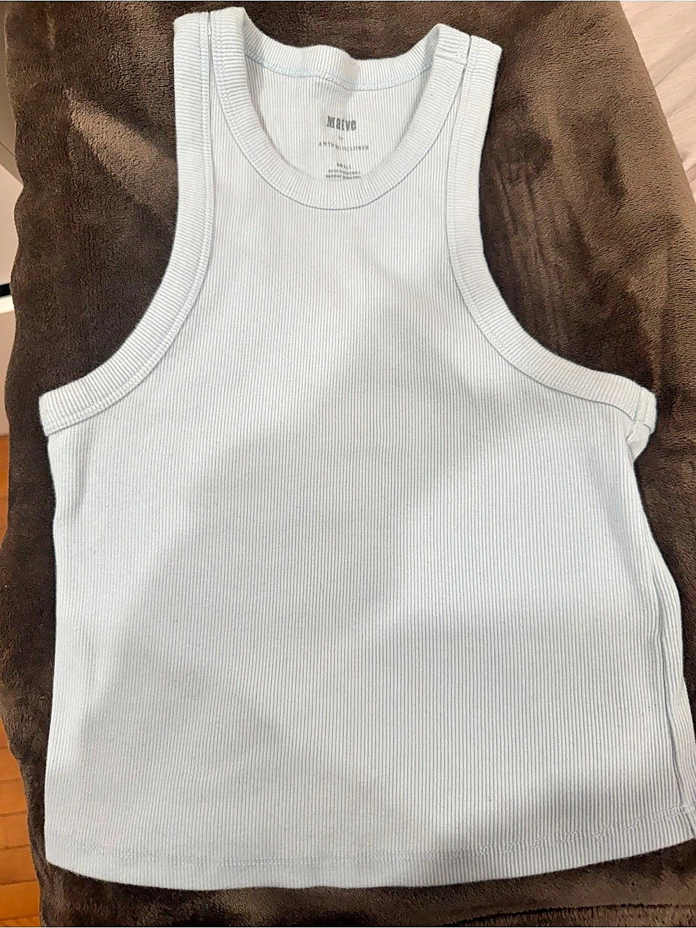 Maeve Ribbed Tank Top in Light Blue Size Small